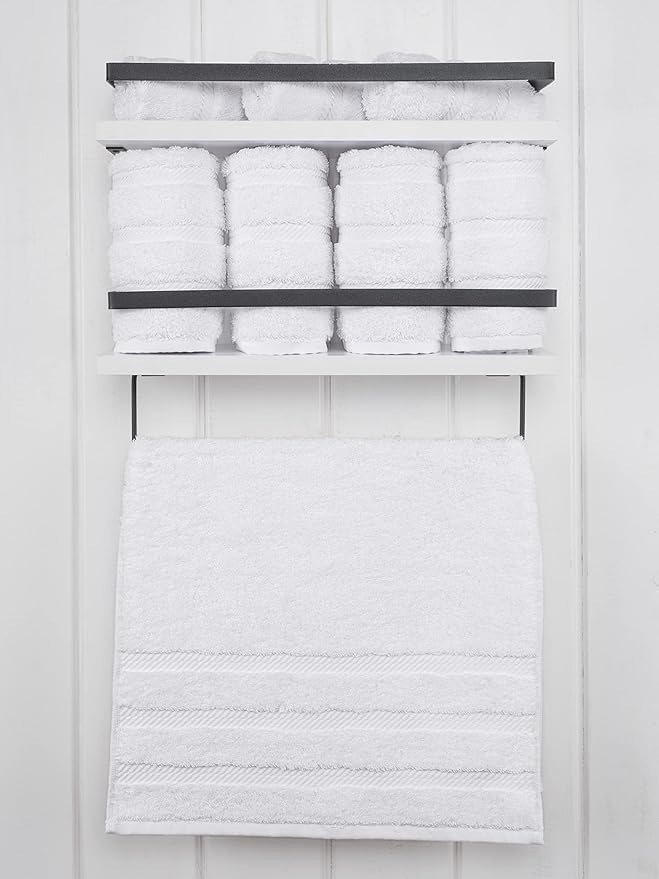 Soft Linen Luxury Hand Towels for Bathroom, 100% Cotton 4 Piece Hand Towel Set, 600 GSM Hand Face Towels for Kitchen, White Hand Towels