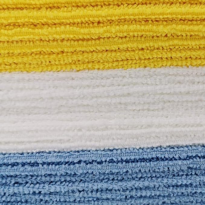 Microfiber Cleaning Cloths, Ultra Absorbent, Lint Free, Streak Free, Non-Abrasive, Reusable and Washable, 16" x 12", Blue/White/Yellow, Pack of 24