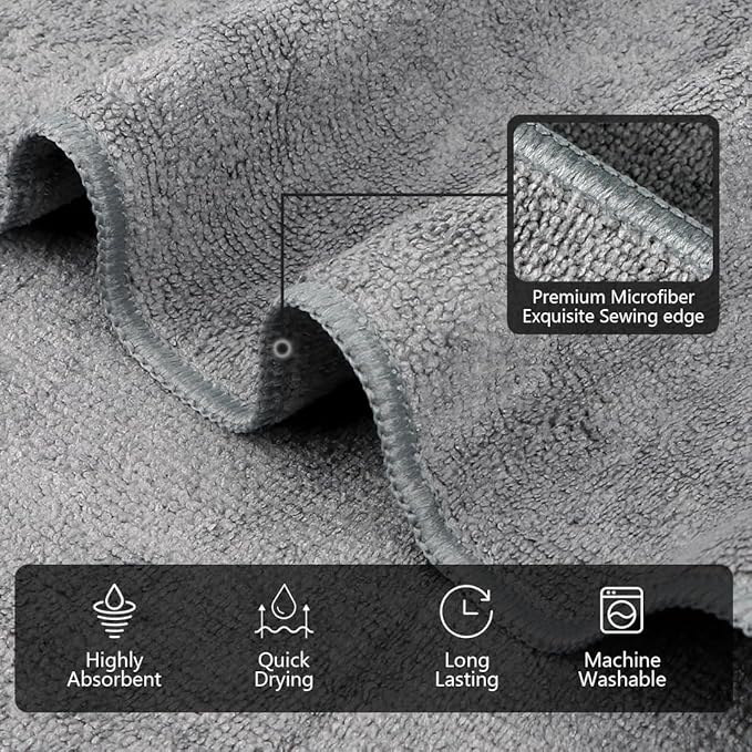 Gym Towels, Highly Absorbent Sweat Towels, Soft and Quick Drying Gym Towel for Daily Use, Multi-Purpose Towel for Sport, Salon, Spa, Hotel, 16 x 27 Inch, Grey, 3 Pack