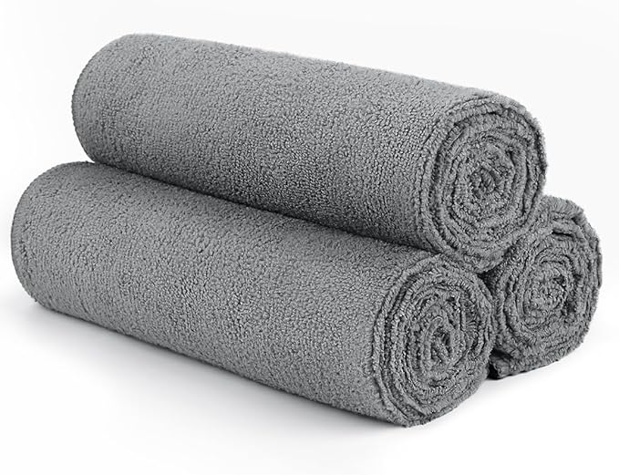 Gym Towels, Highly Absorbent Sweat Towels, Soft and Quick Drying Gym Towel for Daily Use, Multi-Purpose Towel for Sport, Salon, Spa, Hotel, 16 x 27 Inch, Grey, 3 Pack