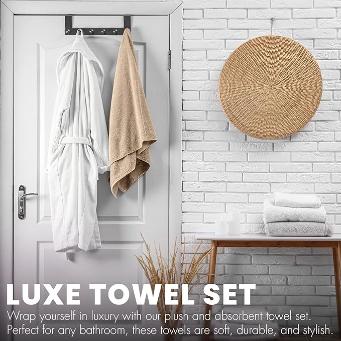 6-Pack Bath Towels - Lightweight - Extra Absorbent - 100% Cotton - Shower towels (Multi, 27 inchesx54 inches)
