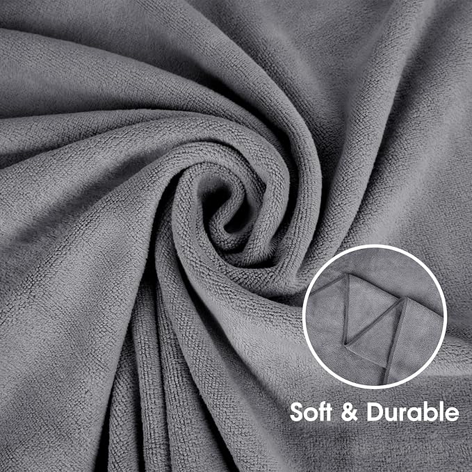Microfiber Bath Towel 2 Pack(30" x 60"), Oversized Thick Towels, Soft, Super Absorbent and Fast Drying, No Fading Multipurpose Use for Sports, Travel, Fitness, Yoga, 30 in 60 in, Grey Count