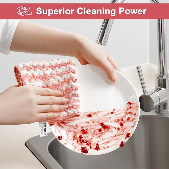 18 Pack Microfiber Cleaning Cloth, Kitchen Towels for Dish Drying Washing, Absorbent Streak Free Lint Free Rags for Cleaning, Reusable and Washable Towels - 10" x 10"