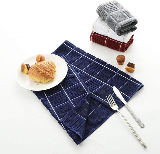 100% Cotton Kitchen Towels, Absorbent Dish Towels with Hanging Loop, Soft Kitchen Hand Towels for Washing Drying Dishes(16x26, Set of 3, Navy)