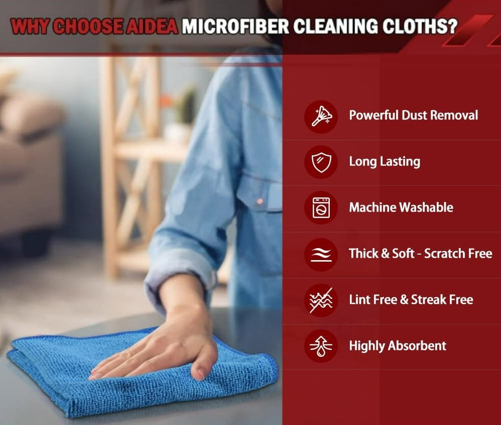 Microfiber Cleaning Cloth, 50PK, Microfiber Towels for Cars, Premium Wash Cloths, Dusting Cloth Cleaning Rags, Absorbent Towels for SUVs, House, Kitchen, Window, Cleaning Supplies12×12"