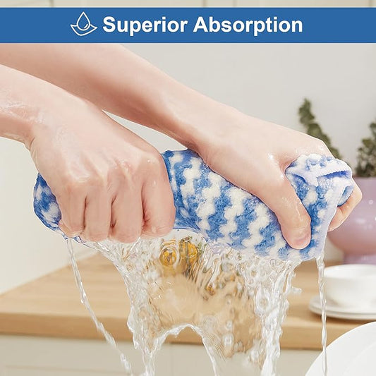 18 Pack Microfiber Cleaning Cloth, Kitchen Towels for Dish Drying Washing, Absorbent Streak Free Lint Free Rags for Cleaning, Reusable and Washable Towels - 10" x 10"