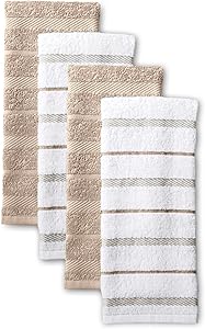 Kitchen Towel 4-Pack Set, Milkshake Tan/White, 16"x26"