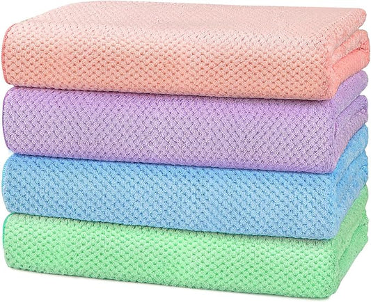 Bath Towel Set Pack of 4, 30 x 60 Inches Large Microfiber Bath Towels, Soft, Absorbent, and Quick Dry Towels for Bathroom, Pool, Beach, Swim, and Yoga, Large Bathroom Towels for Daily Use