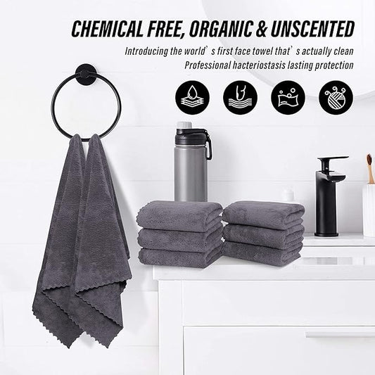 6 Pack Premium Hand Towels - Quick Drying - Microfiber Coral Velvet Highly Absorbent Towels - Multipurpose Use as Hotel, Bathroom, Shower, Spa, Hand Towel 16 x 28 inches (Gray)