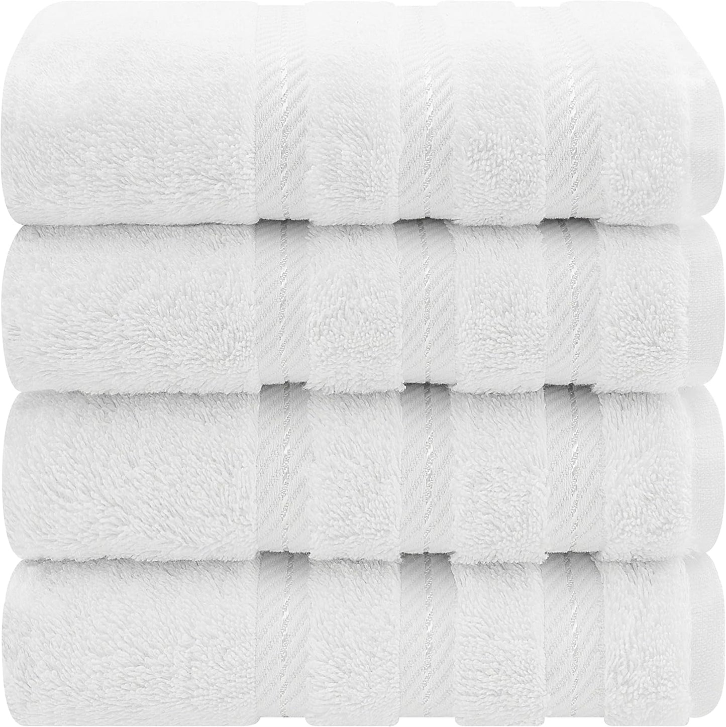 Soft Linen Luxury Hand Towels for Bathroom, 100% Cotton 4 Piece Hand Towel Set, 600 GSM Hand Face Towels for Kitchen, White Hand Towels