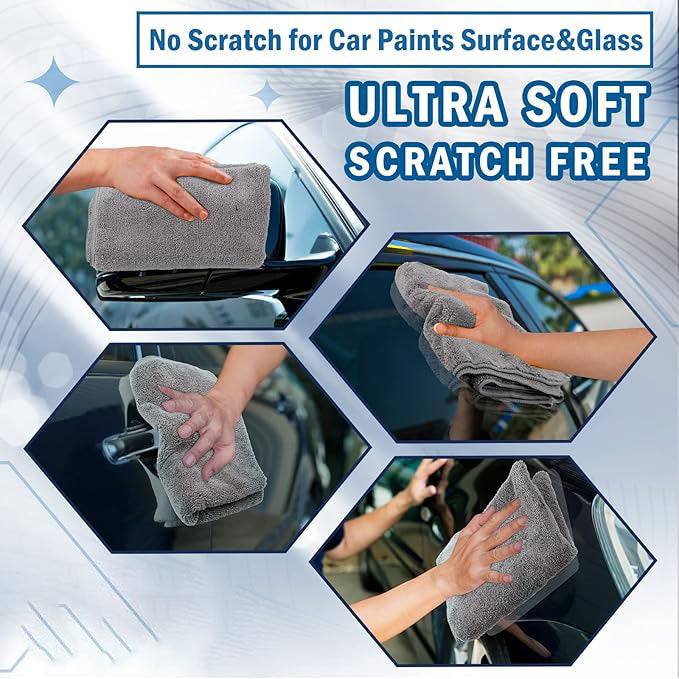 Professional Large Microfiber Car Drying Towels 2 Pack, Lint Free, Scratch Free, Highly Absorbent Drying Towel for Cars, SUVs, RVs, Trucks, and Boats,31" x 24",Grey