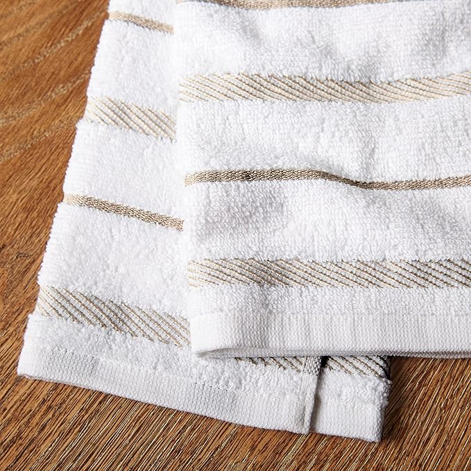 Kitchen Towel 4-Pack Set, Milkshake Tan/White, 16"x26"