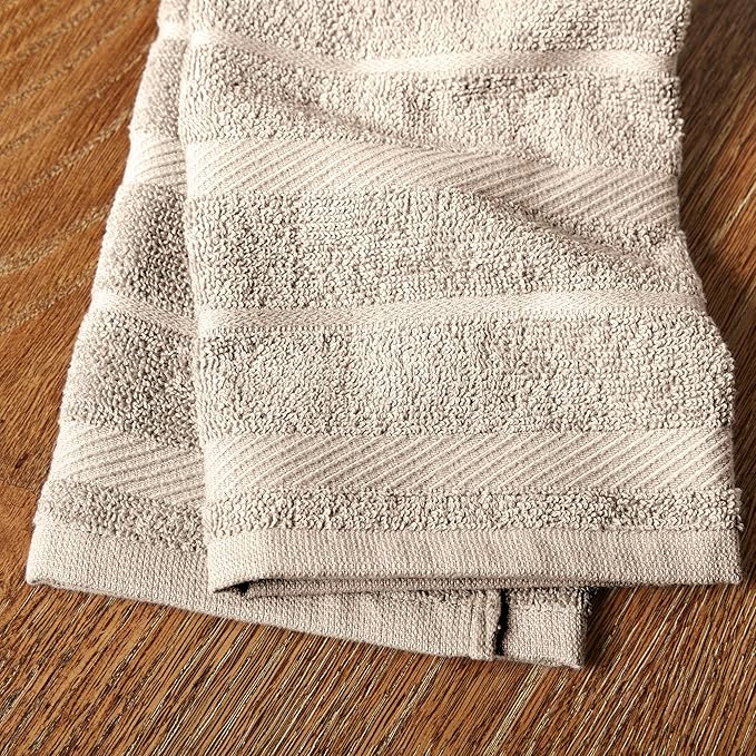 Kitchen Towel 4-Pack Set, Milkshake Tan/White, 16"x26"